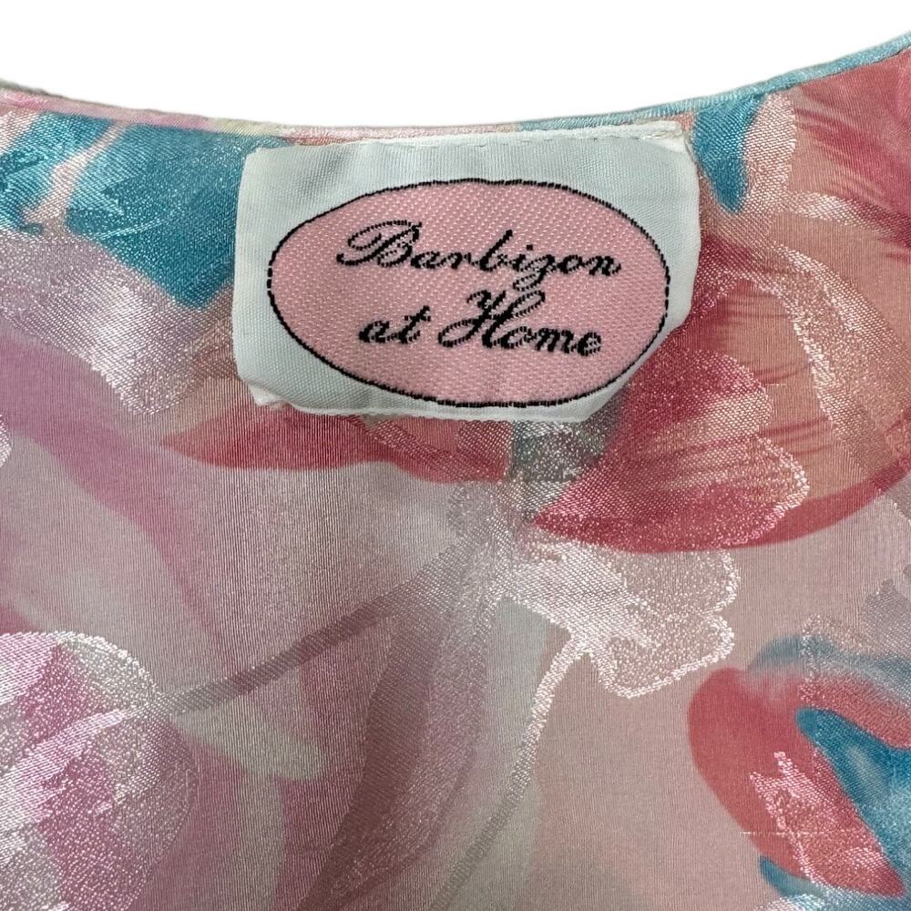 Vintage Barbizon At Home Caftan Mumu Floral Nightgown Petite Small Pink Maxi - Picture 5 of 11